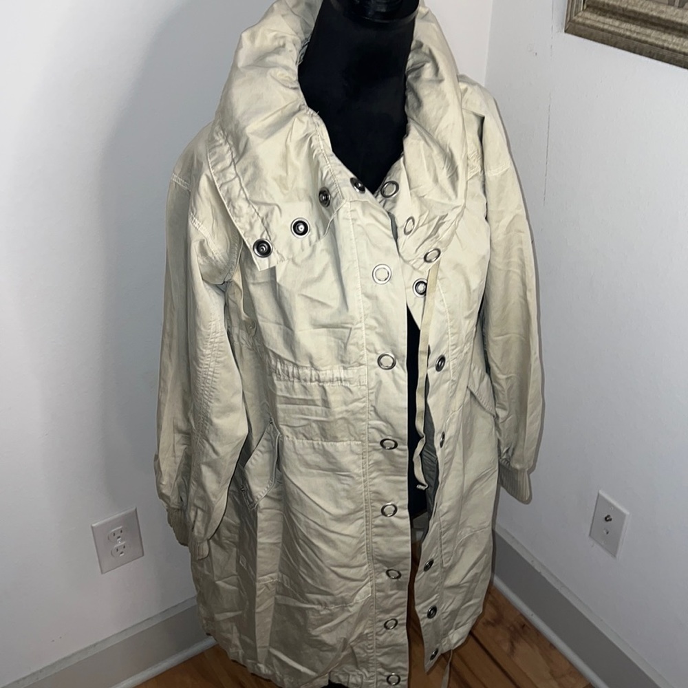 Mod-O-Doc khaki light‎ windbreaker snap on buttons light jacket Sz L